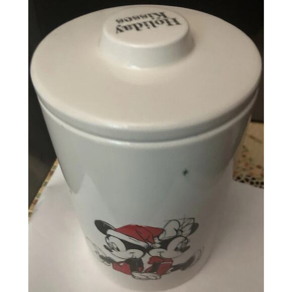 Disney White Mickey And Minnie Mouse Christmas Ceramic Canister - Picture 7 of 10